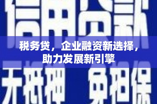 景县税务贷，企业融资新选择，助力发展新引擎